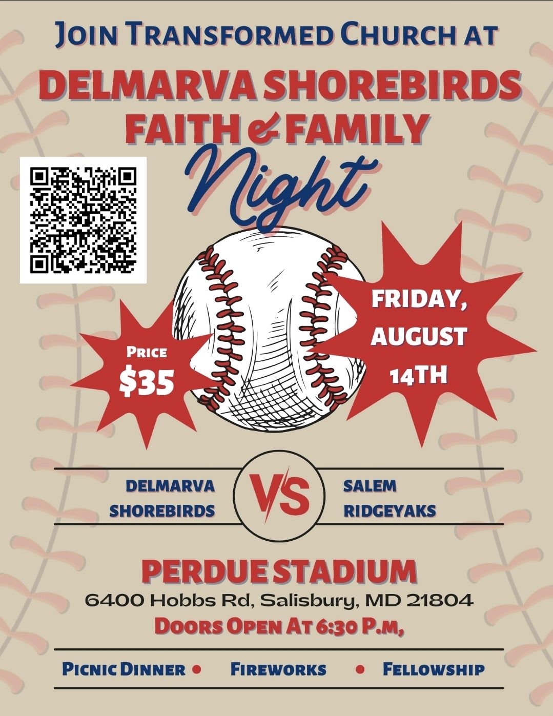 Faith & Family Night @ the Shorebirds Stadium